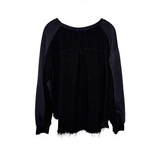 UMGEE BLACK COZY RAW HEM SWEAT SHIRT SZ L
